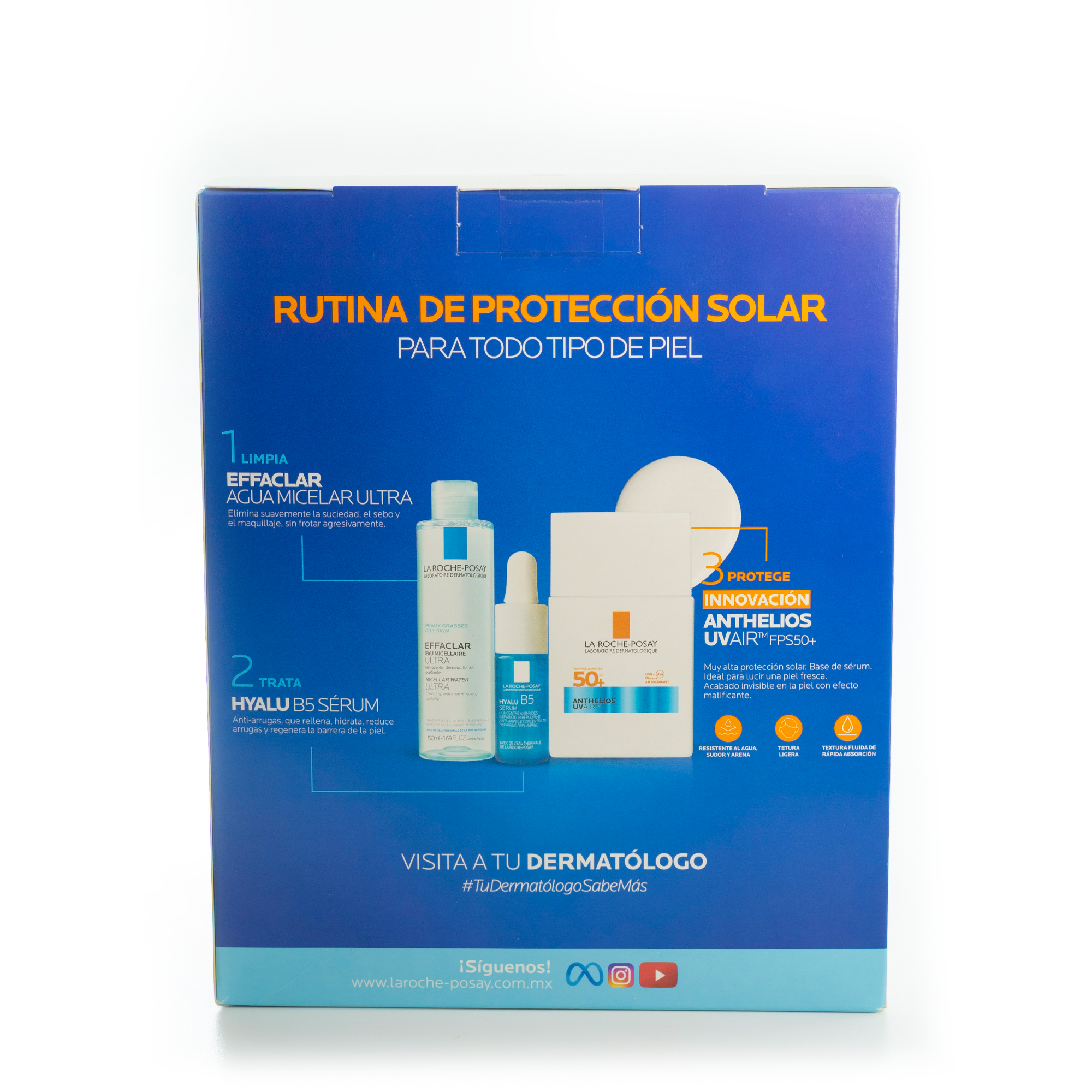 LA ROCHE-POSAY KIT ANTHELIOS UV AIR 40 ML + AGUA MICELAR 50 ML + HYALU B5 SERUM 10 ML