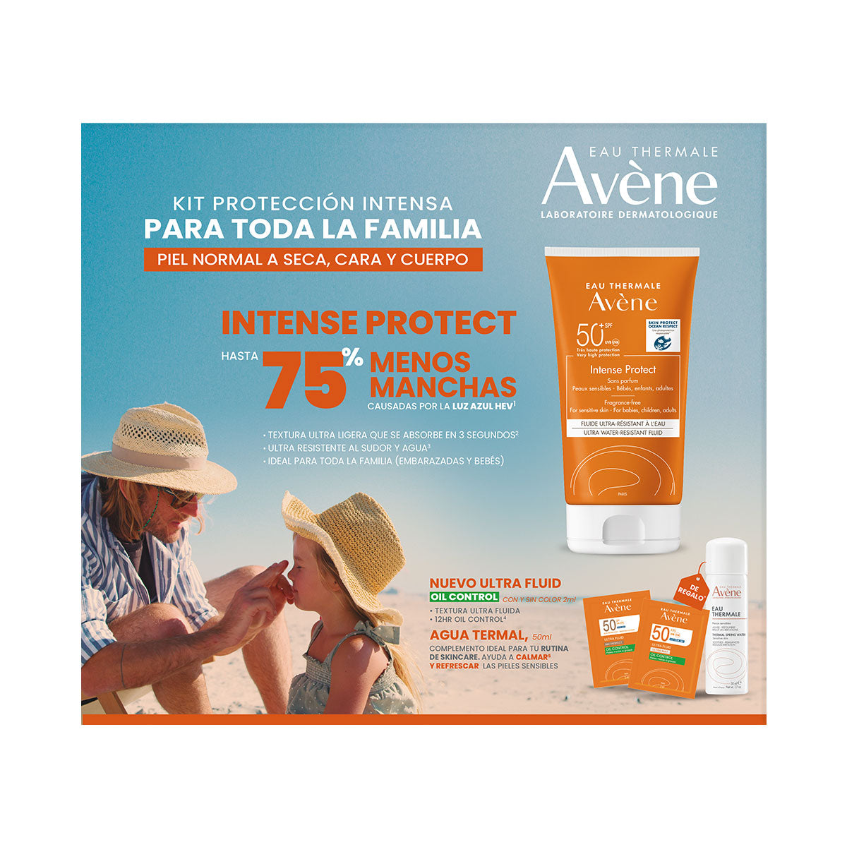 KIT AVENE PROTECTOR SOLAR INTENSE PROTECT + AGUA TERMAL