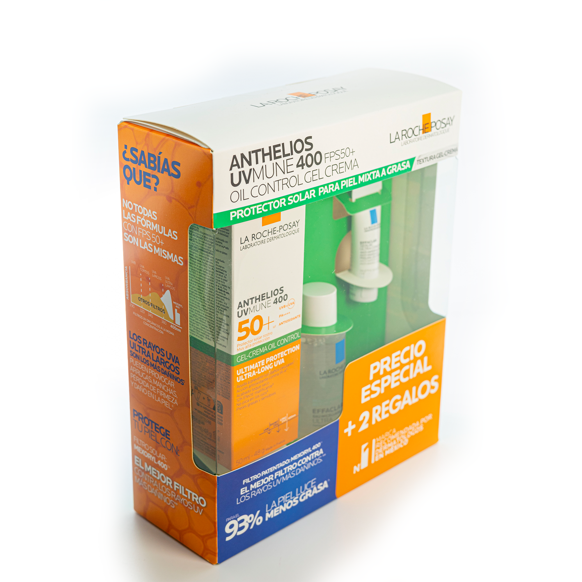 LA ROCHE-POSAY KIT ANTHELIOS UVMUNE GEL-CREMA SIN COLOR + AGUA MICELAR 50 ML + EFFACLAR SERUM ULTRA CONCENTRADO 3 ML