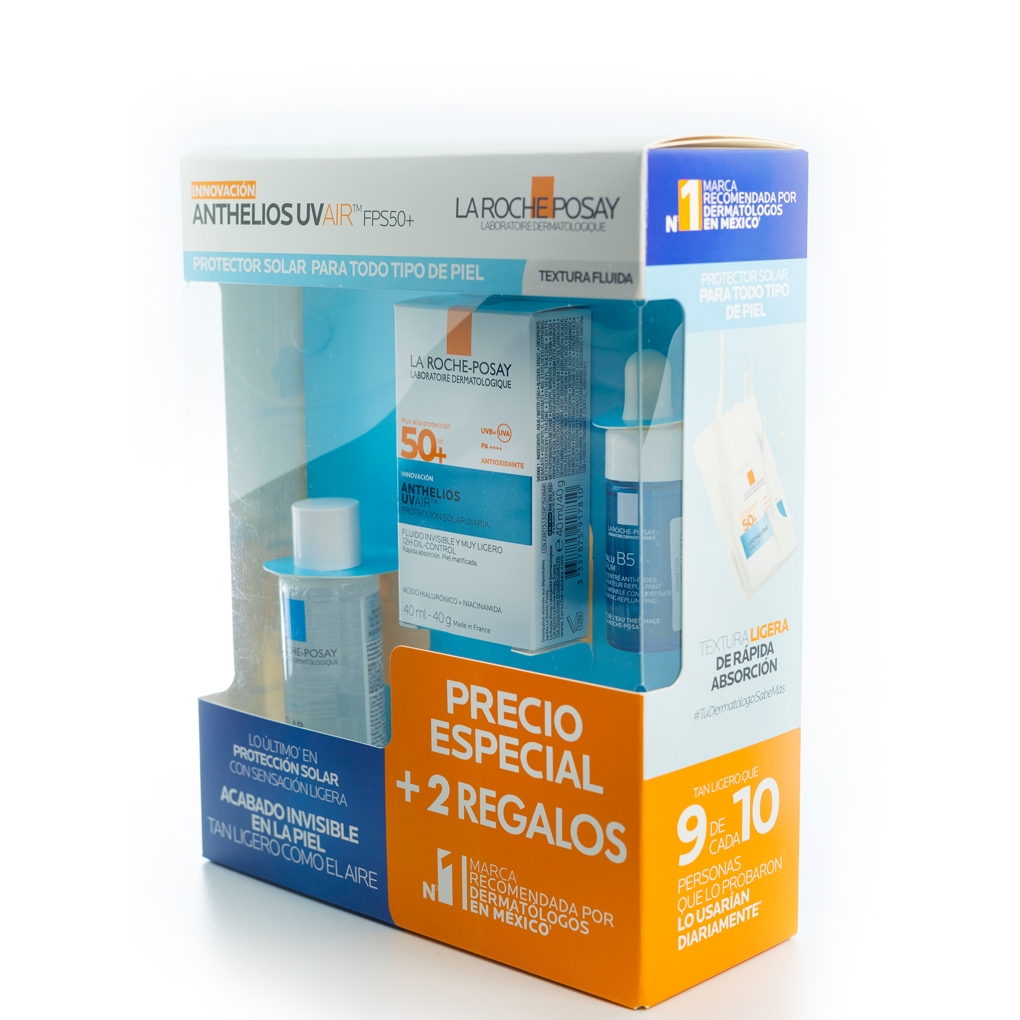 LA ROCHE-POSAY KIT ANTHELIOS UV AIR 40 ML + AGUA MICELAR 50 ML + HYALU B5 SERUM 10 ML