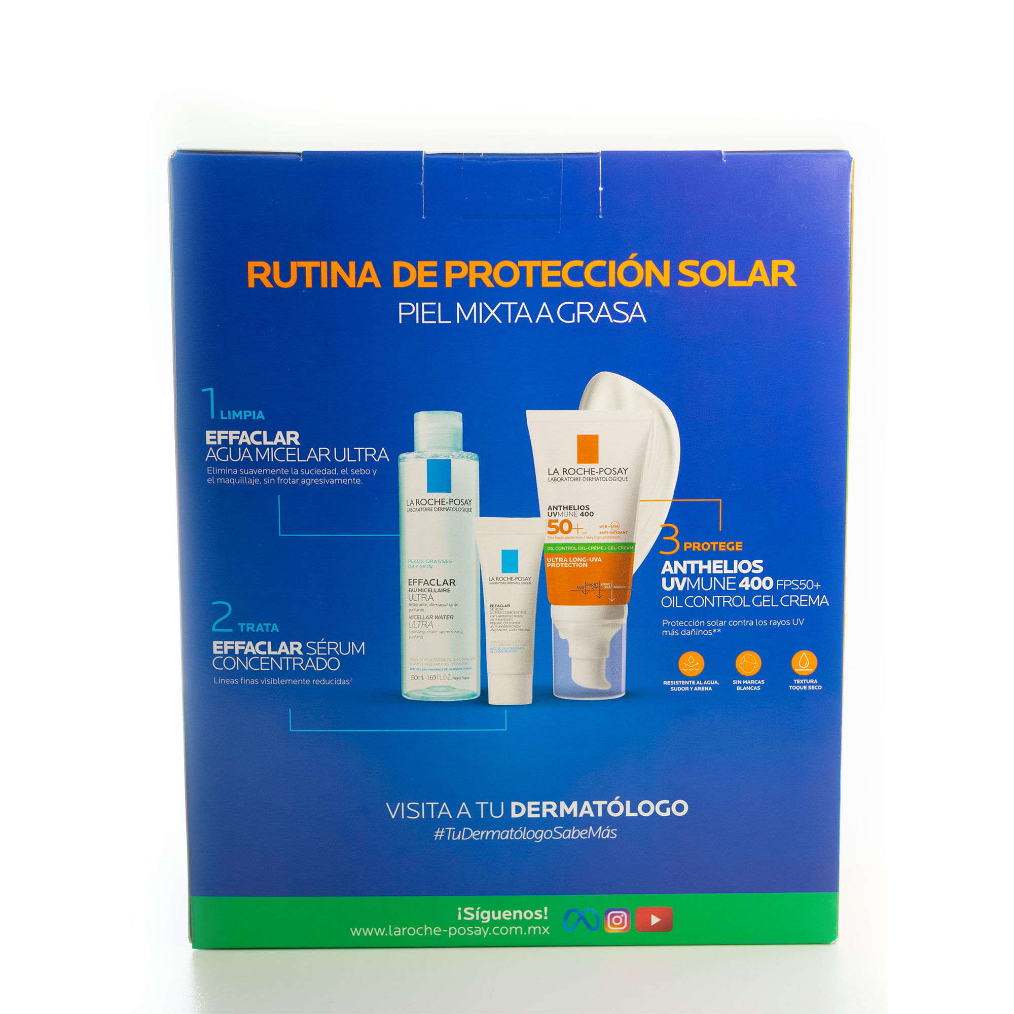 LA ROCHE-POSAY KIT ANTHELIOS UVMUNE GEL-CREMA SIN COLOR + AGUA MICELAR 50 ML + EFFACLAR SERUM ULTRA CONCENTRADO 3 ML
