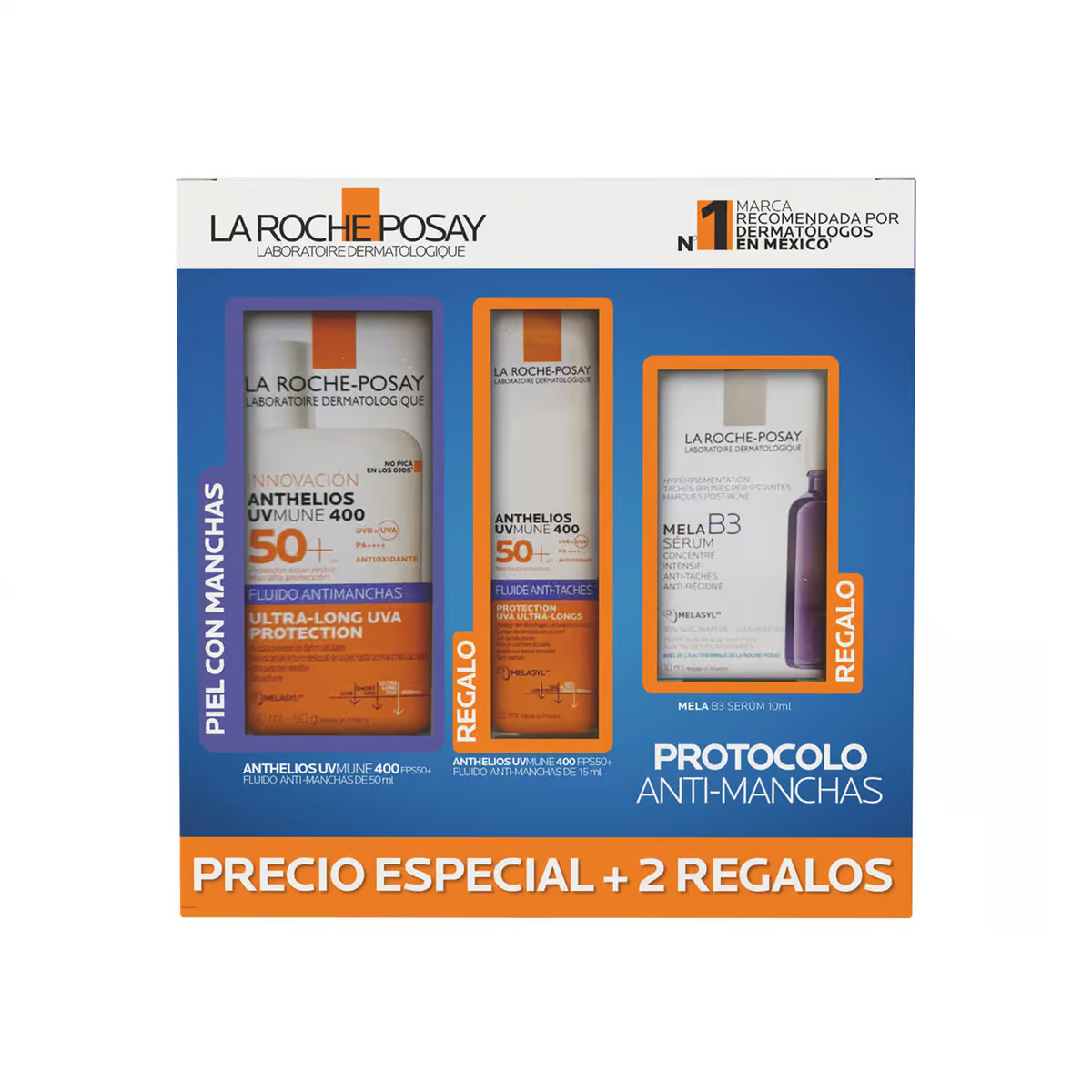 Kit La Roche-Posay Anthelios UVMune 400 Fluido Antimanchas SPF 50+ Protocolo Anti-Manchas