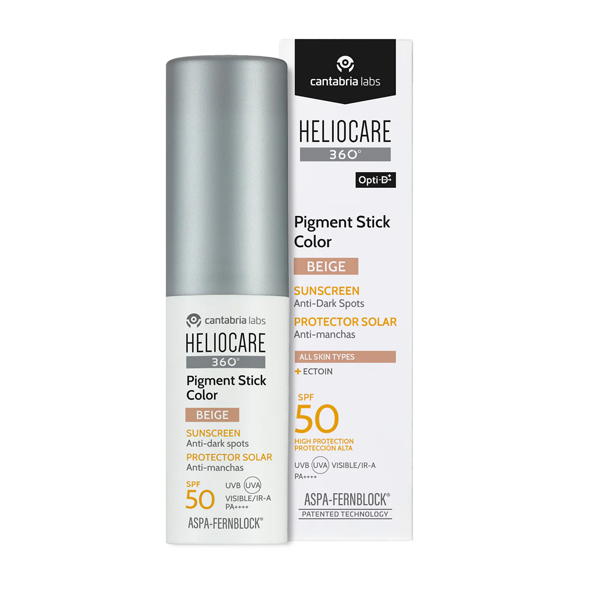 Heliocare 360 Pigment Stick Color Beige SPF 50 - Stick y caja